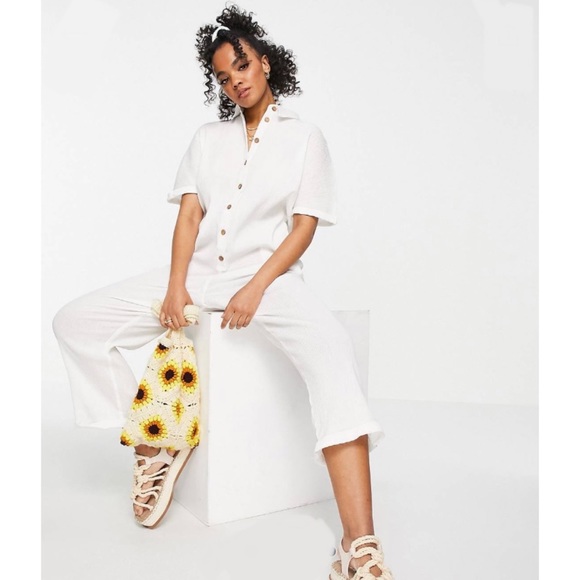 ASOS Pants - NWT  🥖 ASOS white linen jumpsuit breezy gauze linen-like
